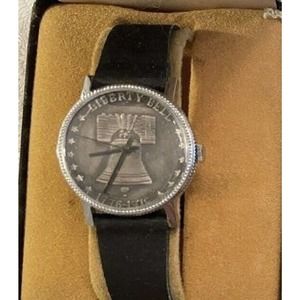 NIB Princeton Manuf. model C322 1976 Liberty Bell watch half-dollar face